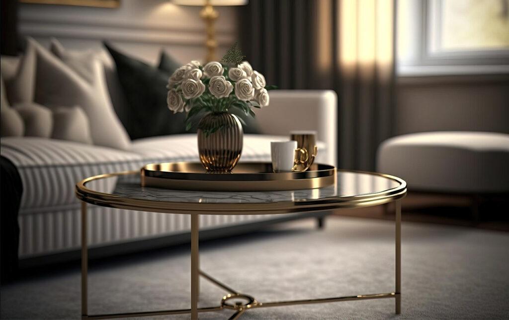 Grandeur Gold Glass Coffee Tables